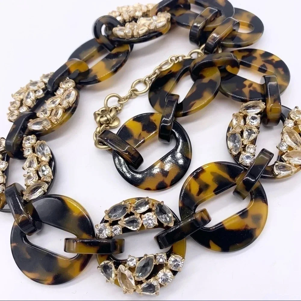 J. Crew Jeweled Tortoise Round Links Necklace